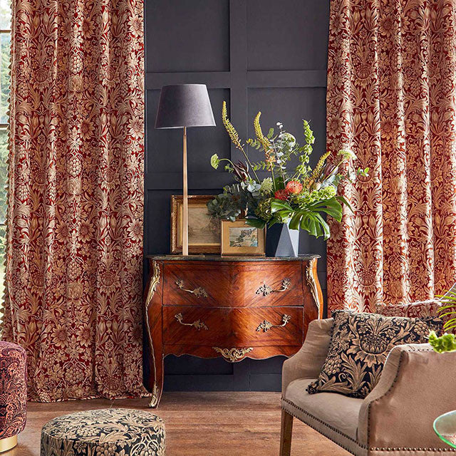 236928 Sunflower Velvet Rouen Velvets Kermes/Birch Fabric by Morris & Co