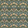 Strawberry Thief Velvet Indigo/Thyme Fabric by Morris & Co