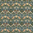 236932 Strawberry Thief Velvet Rouen Velvets Indigo/Thyme Fabric by Morris & Co