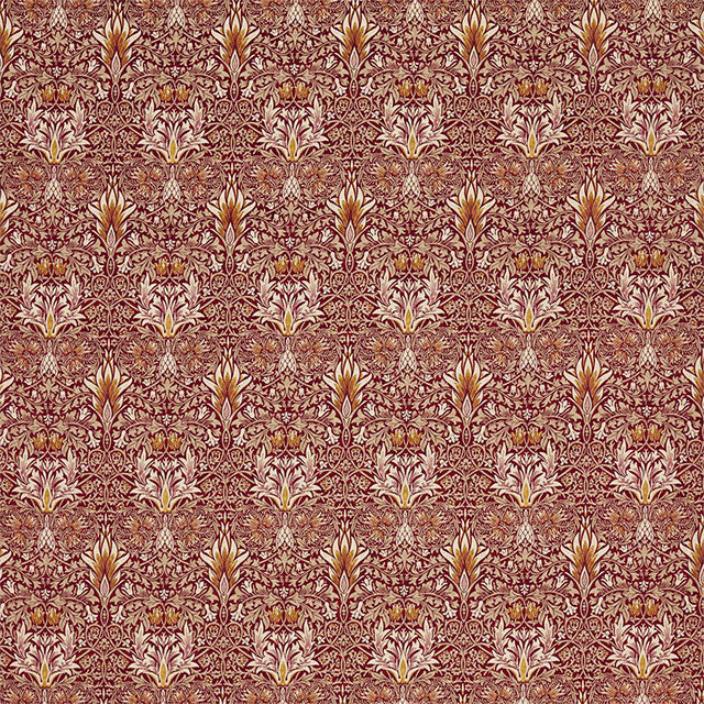 236935 Snakeshead Velvet Rouen Velvets Crimson/Saffron Fabric by Morris & Co