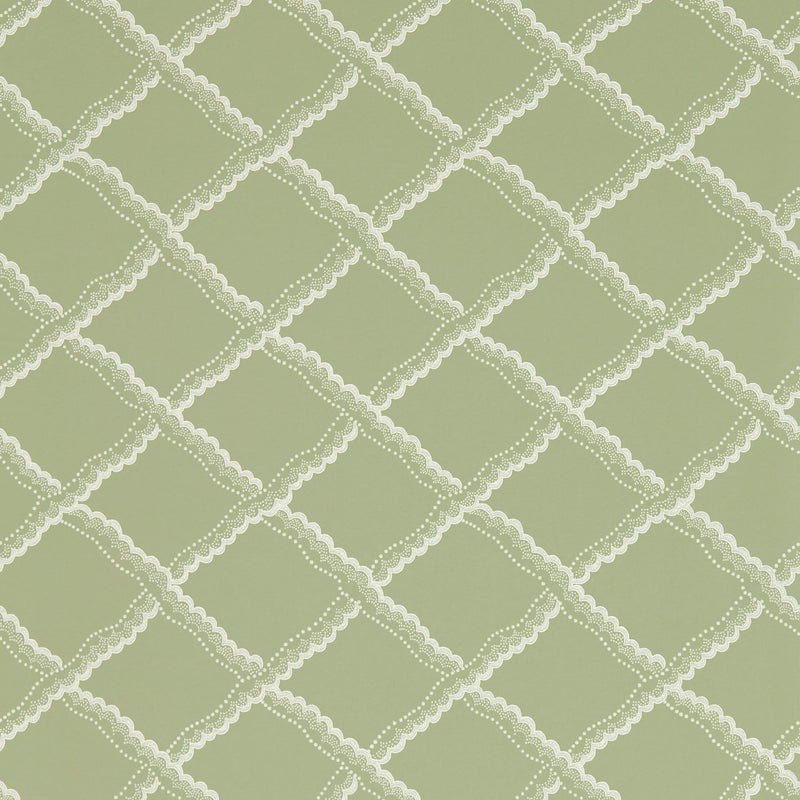 217436 Rye Country Woodland Shed Green Wallpaper by Sanderson