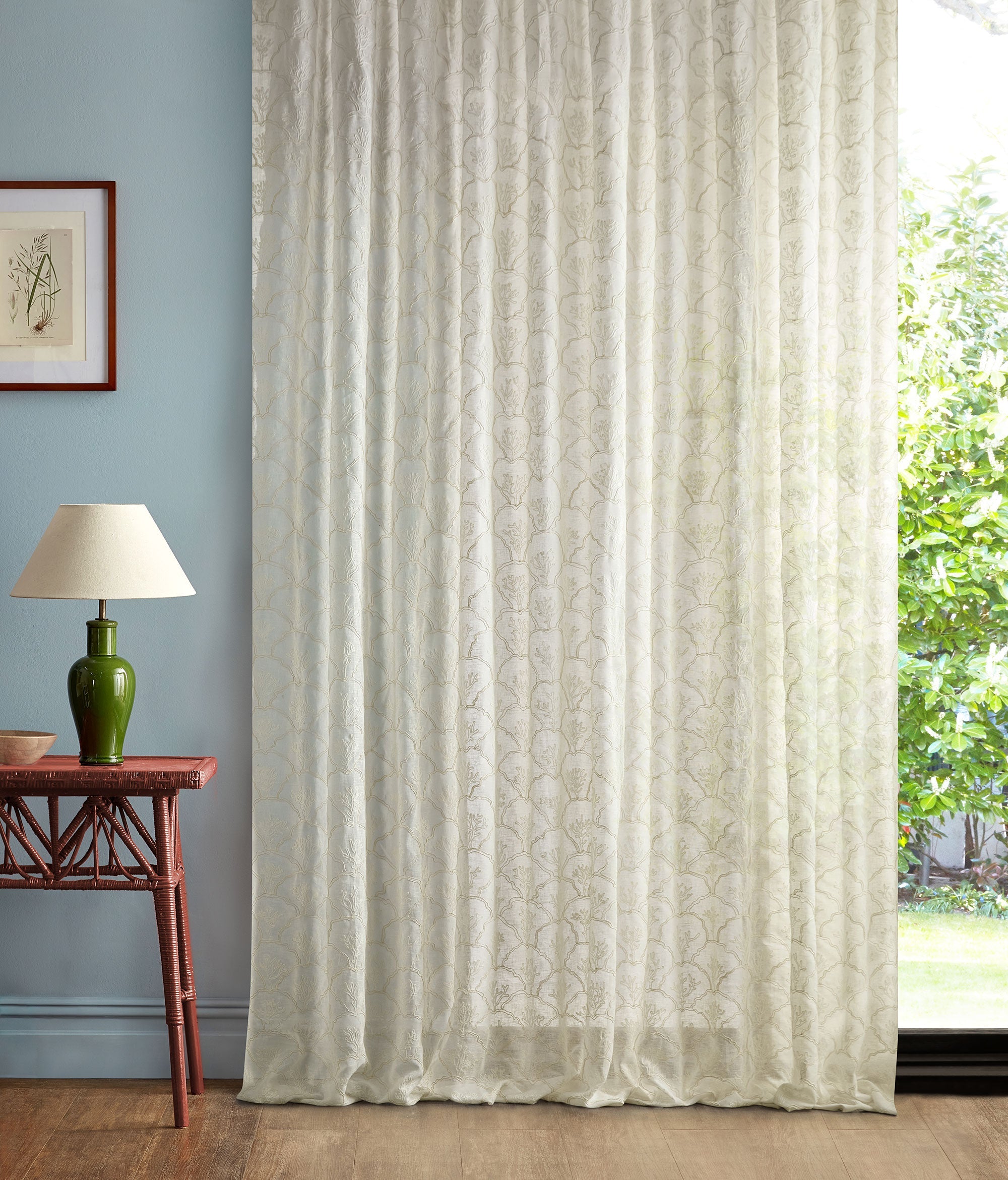 237755 Coral Mount Seaspray White Sanderson Sheers Fabric by Sanderson