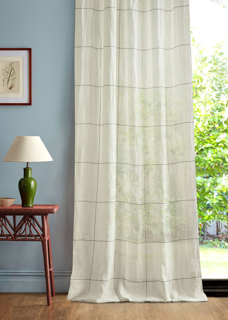 237764 Oceana Check Seaspray White Sanderson Sheers Fabric by Sanderson