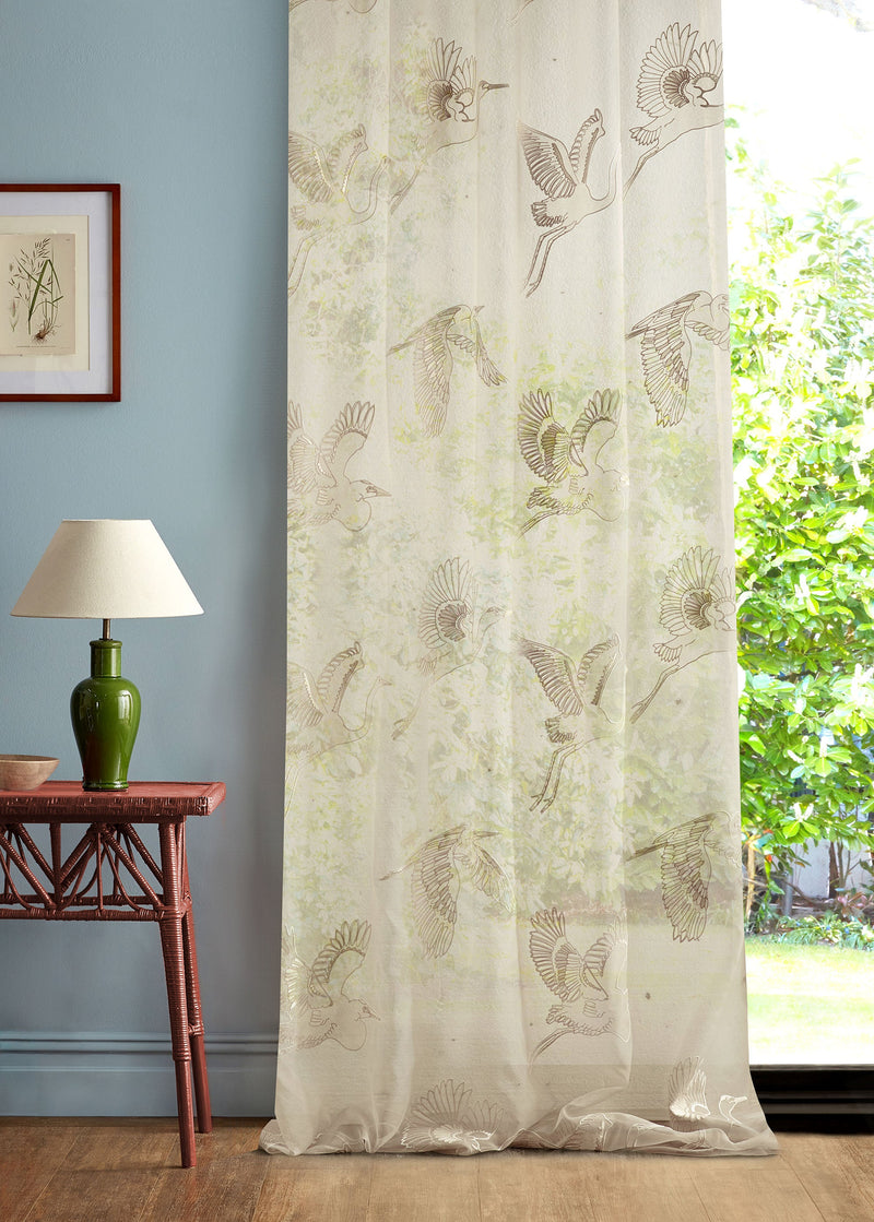 237777 Great Egrets Silk Sanderson Sheers Fabric by Sanderson