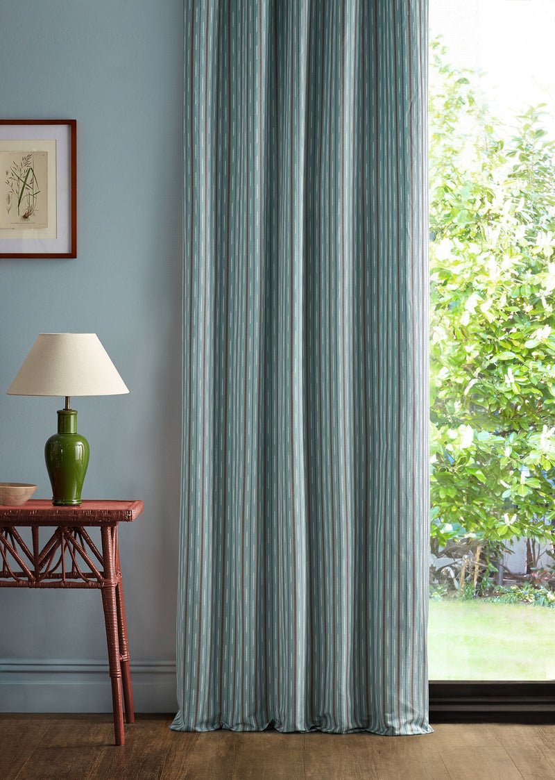 237714 Sabu Stripe Porcelain/Coral Sabu Stripes & Ikats Fabric by Sanderson