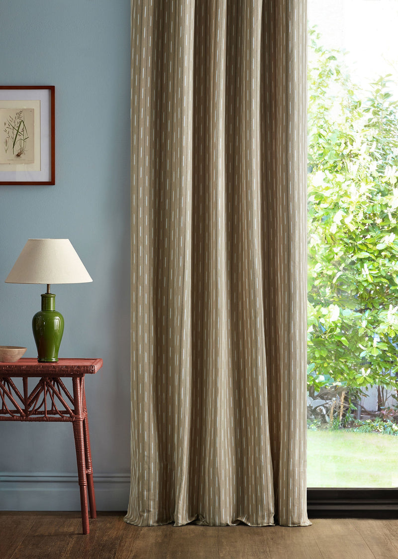 237715 Sabu Stripe Stone/Oak Sabu Stripes & Ikats Fabric by Sanderson