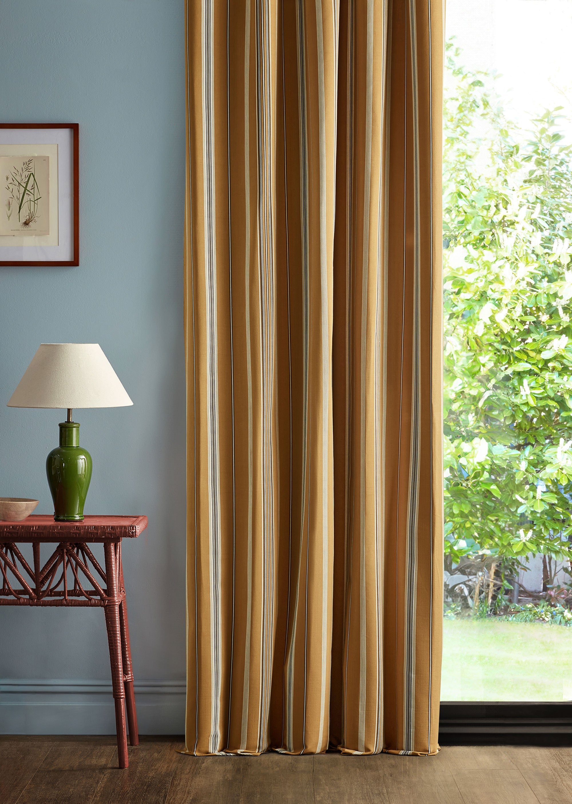 237719 Latimer Stripe Turmeric/Walnut Sabu Stripes & Ikats Fabric by Sanderson