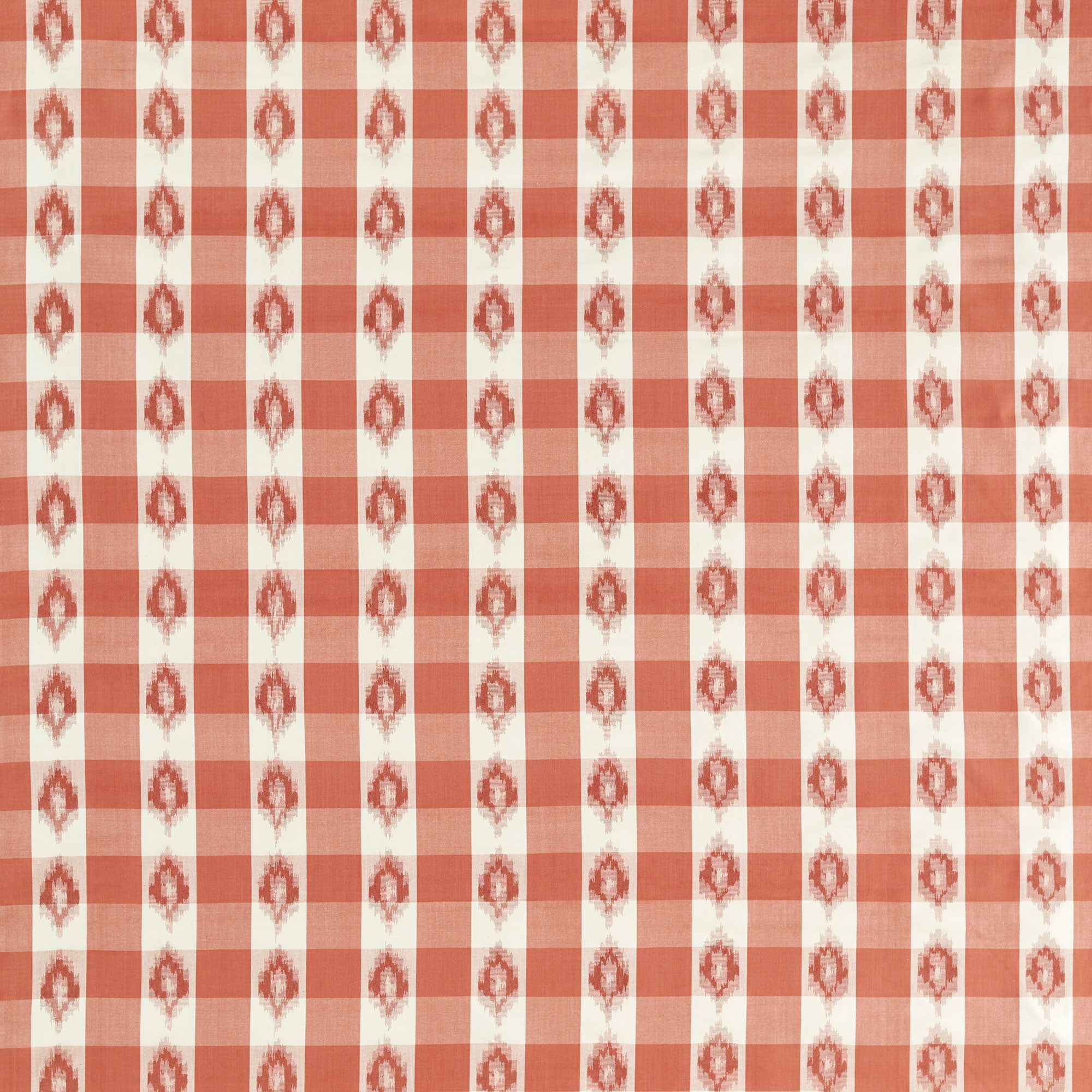 237722 Odisha Check Coral Sabu Stripes & Ikats Fabric by Sanderson