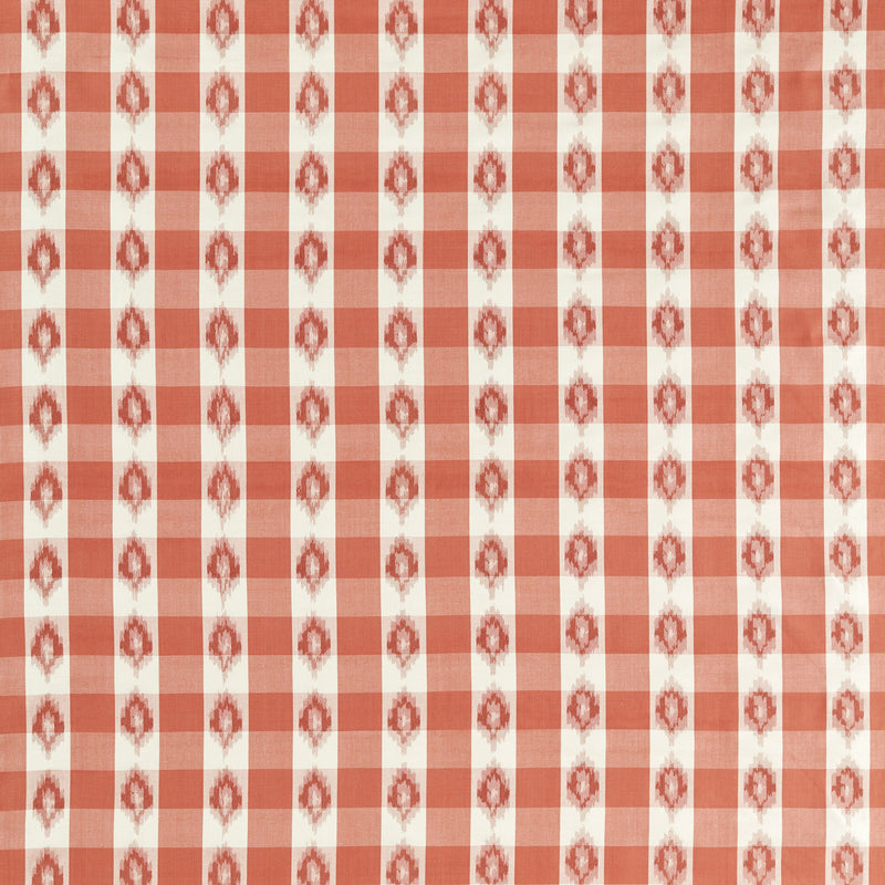 237722 Odisha Check Coral Sabu Stripes & Ikats Fabric by Sanderson