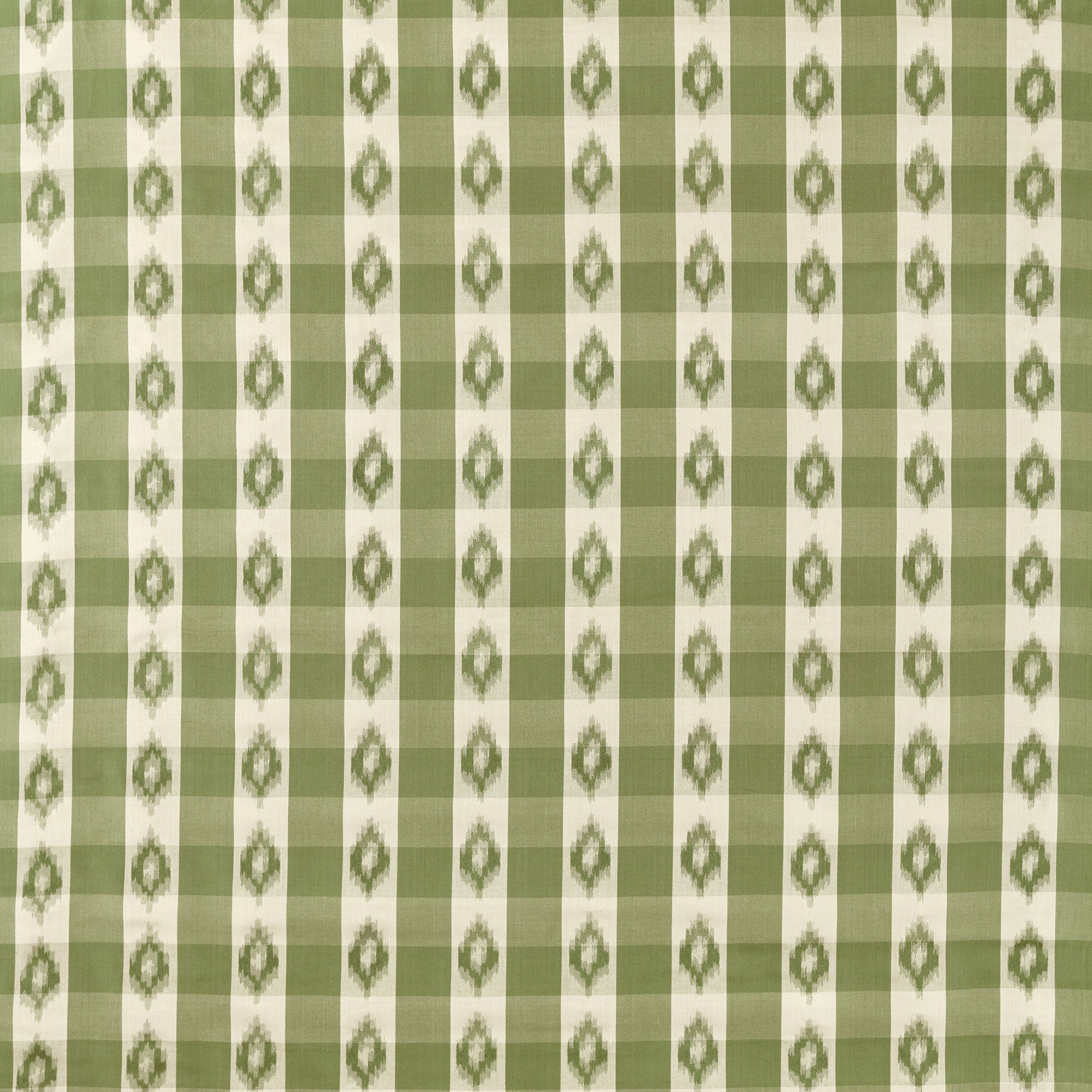 237724 Odisha Check Yew Green Sabu Stripes & Ikats Fabric by Sanderson