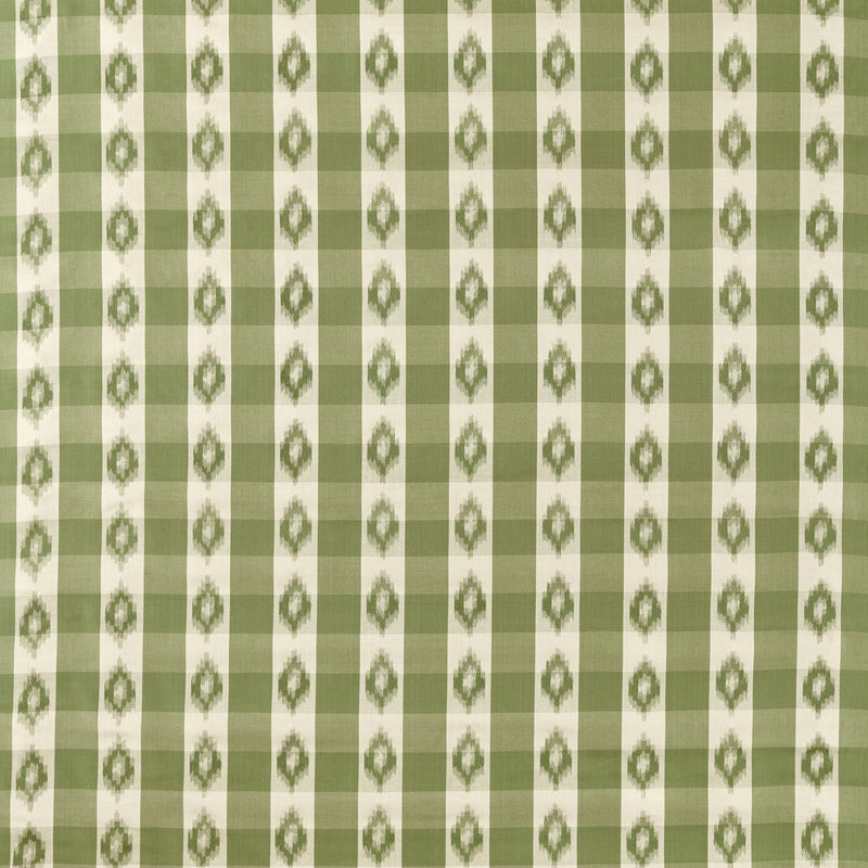 237724 Odisha Check Yew Green Sabu Stripes & Ikats Fabric by Sanderson