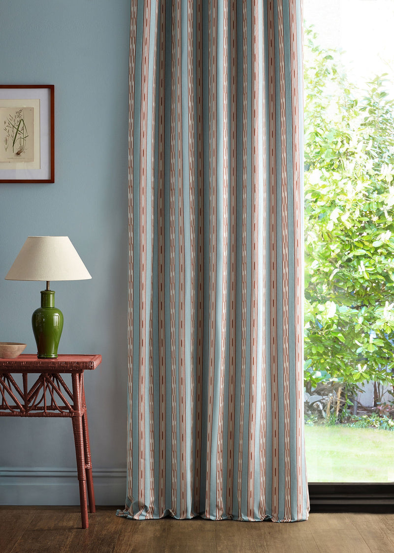 237725 Jamandi Stripe Mineral/Coral Sabu Stripes & Ikats Fabric by Sanderson