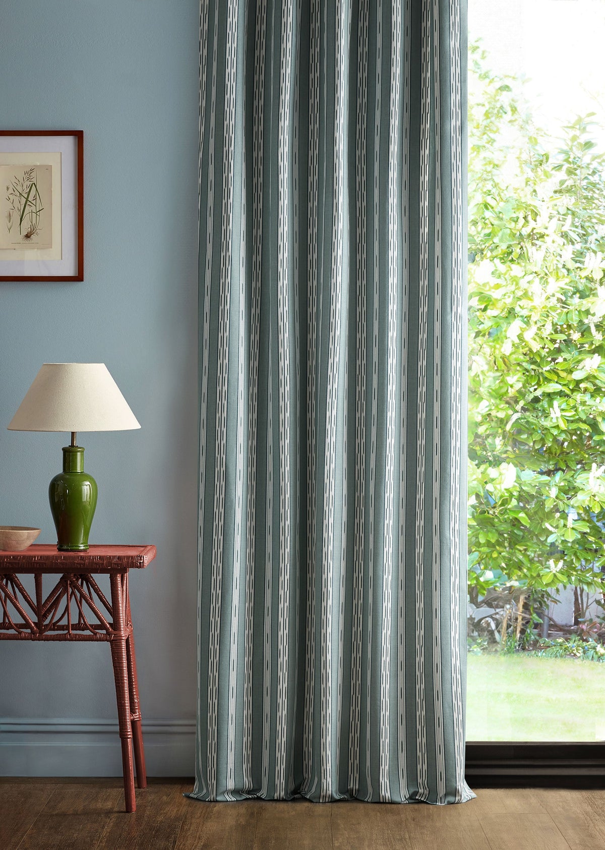 Jamandi Stripe Porcelain/Blue Sabu Stripes & Ikats Fabric by Sanderson