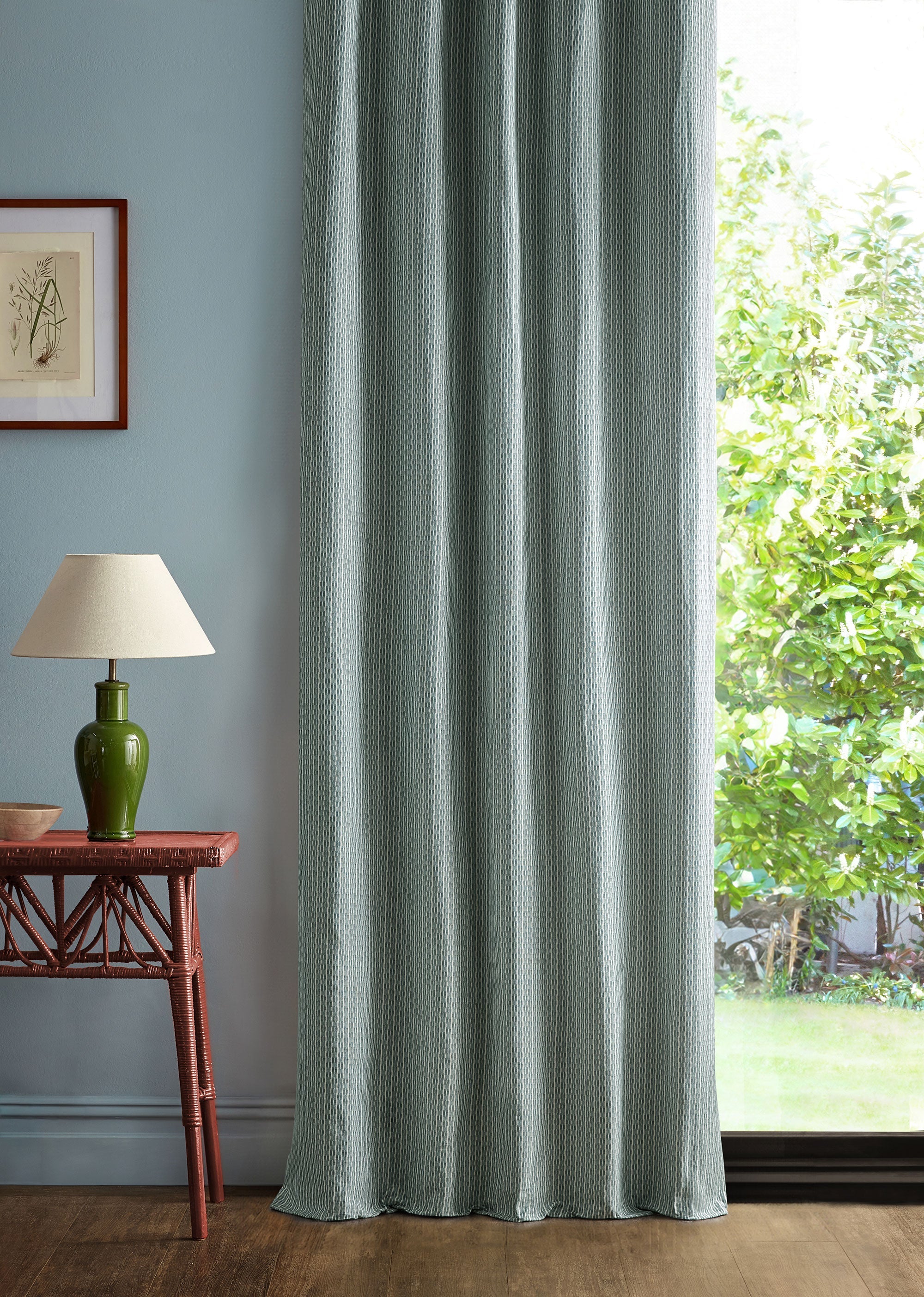 237730 Batak Check Udaipur Blue Sabu Stripes & Ikats Fabric by Sanderson