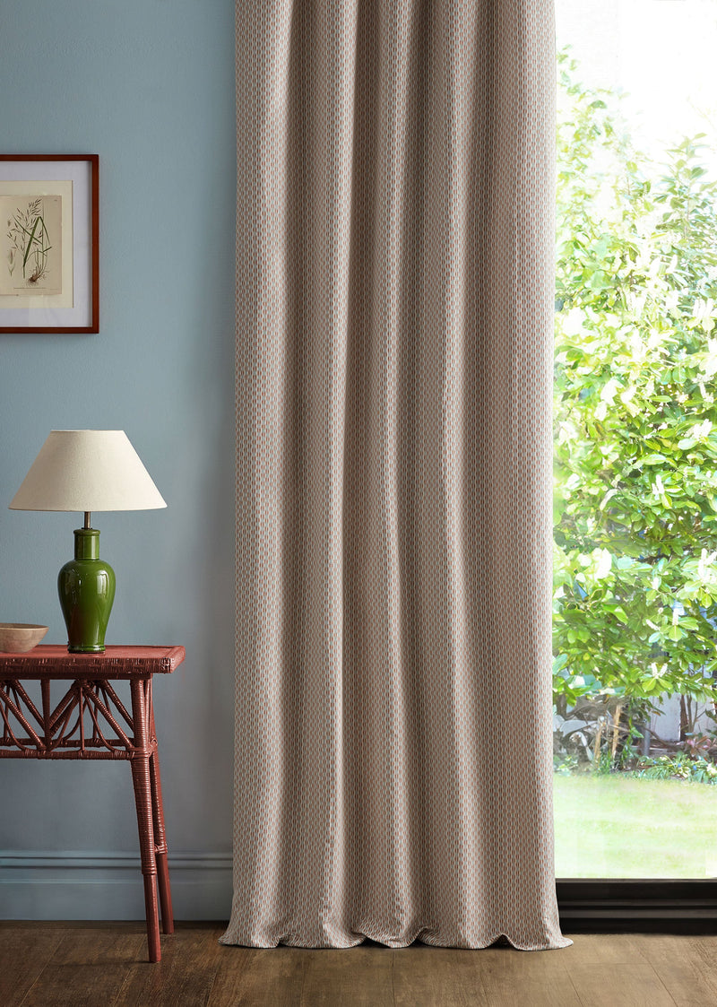 237732 Batak Check Coral/Mineral Sabu Stripes & Ikats Fabric by Sanderson