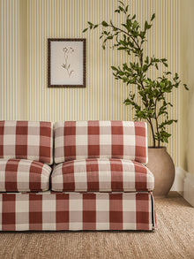 237740 Madras Check Madder Sabu Stripes & Ikats Fabric by Sanderson