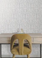DT5011 Paradise Bright White & Silver After Eight Wallpaper by York Wallcoverings