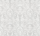 DT5011 Paradise Bright White & Silver After Eight Wallpaper by York Wallcoverings
