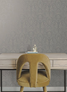 DT5012 Paradise Dark Taupe & Silver After Eight Wallpaper by York Wallcoverings