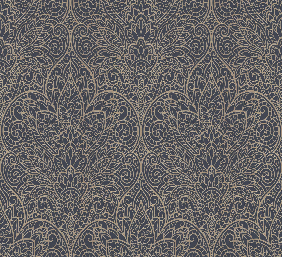 DT5013 Paradise Navy & Gold After Eight Wallpaper by York Wallcoverings