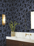 DT5021 Flutter Vine Blue & Black After Eight Wallpaper by York Wallcoverings