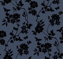 DT5021 Flutter Vine Blue & Black After Eight Wallpaper by York Wallcoverings