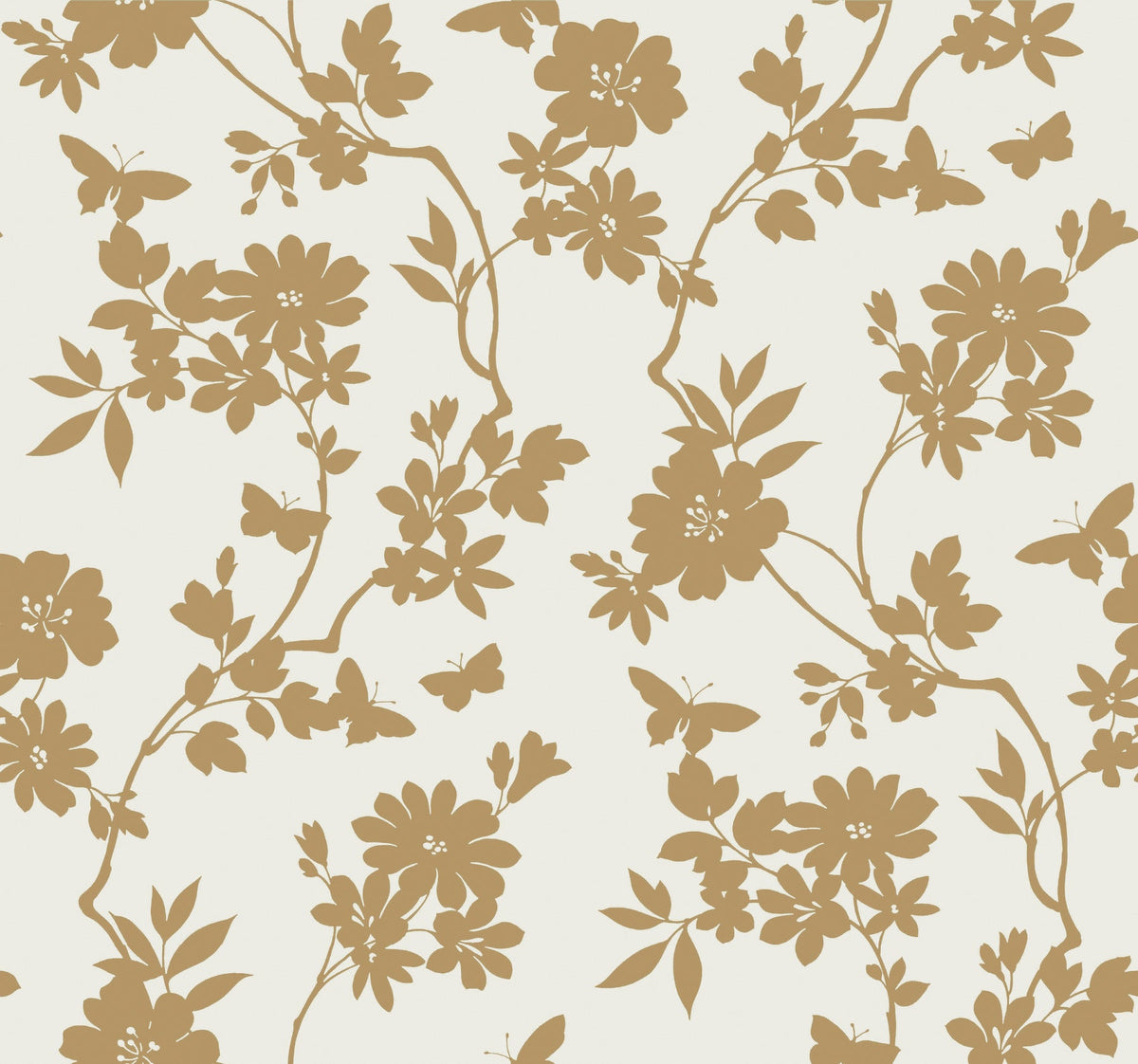 DT5022 Flutter Vine White & Gold After Eight Wallpaper by York Wallcoverings