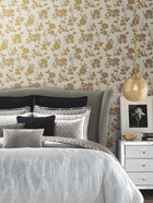 DT5022 Flutter Vine White & Gold After Eight Wallpaper by York Wallcoverings