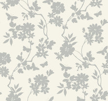 DT5023 Flutter Vine White & Silver After Eight Wallpaper by York Wallcoverings
