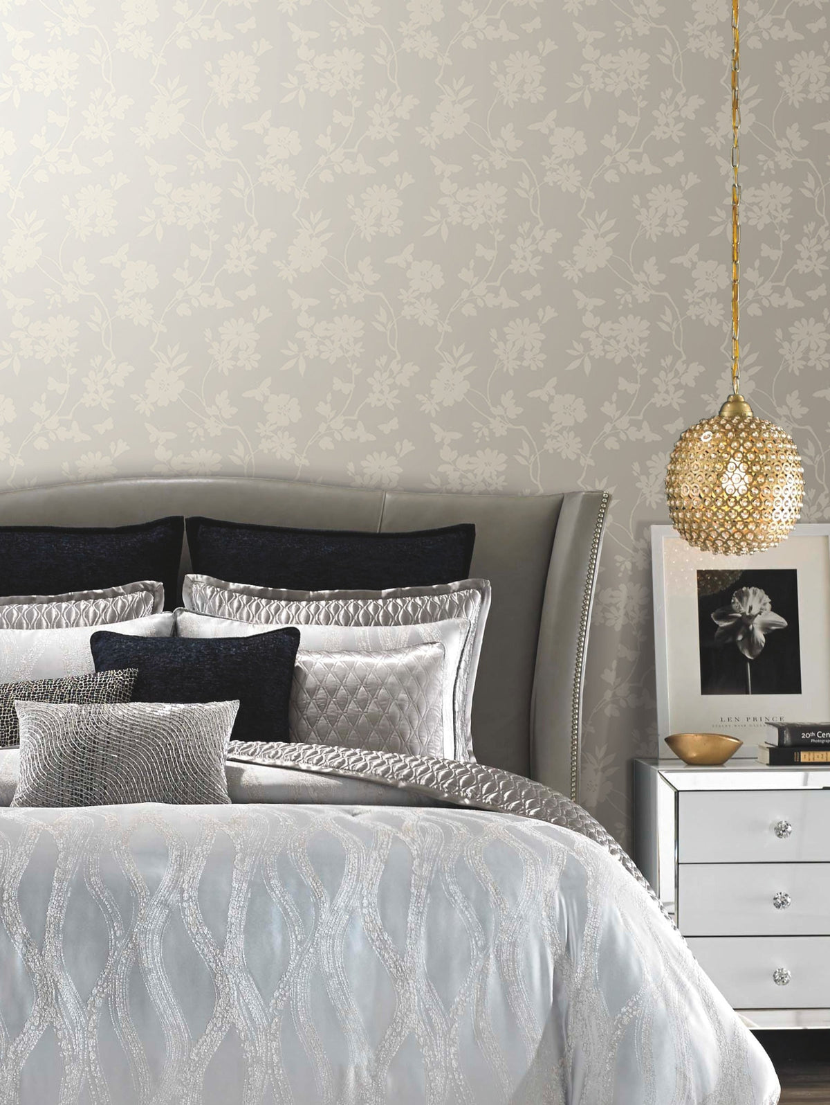DT5024 Flutter Vine White After Eight Wallpaper by York Wallcoverings