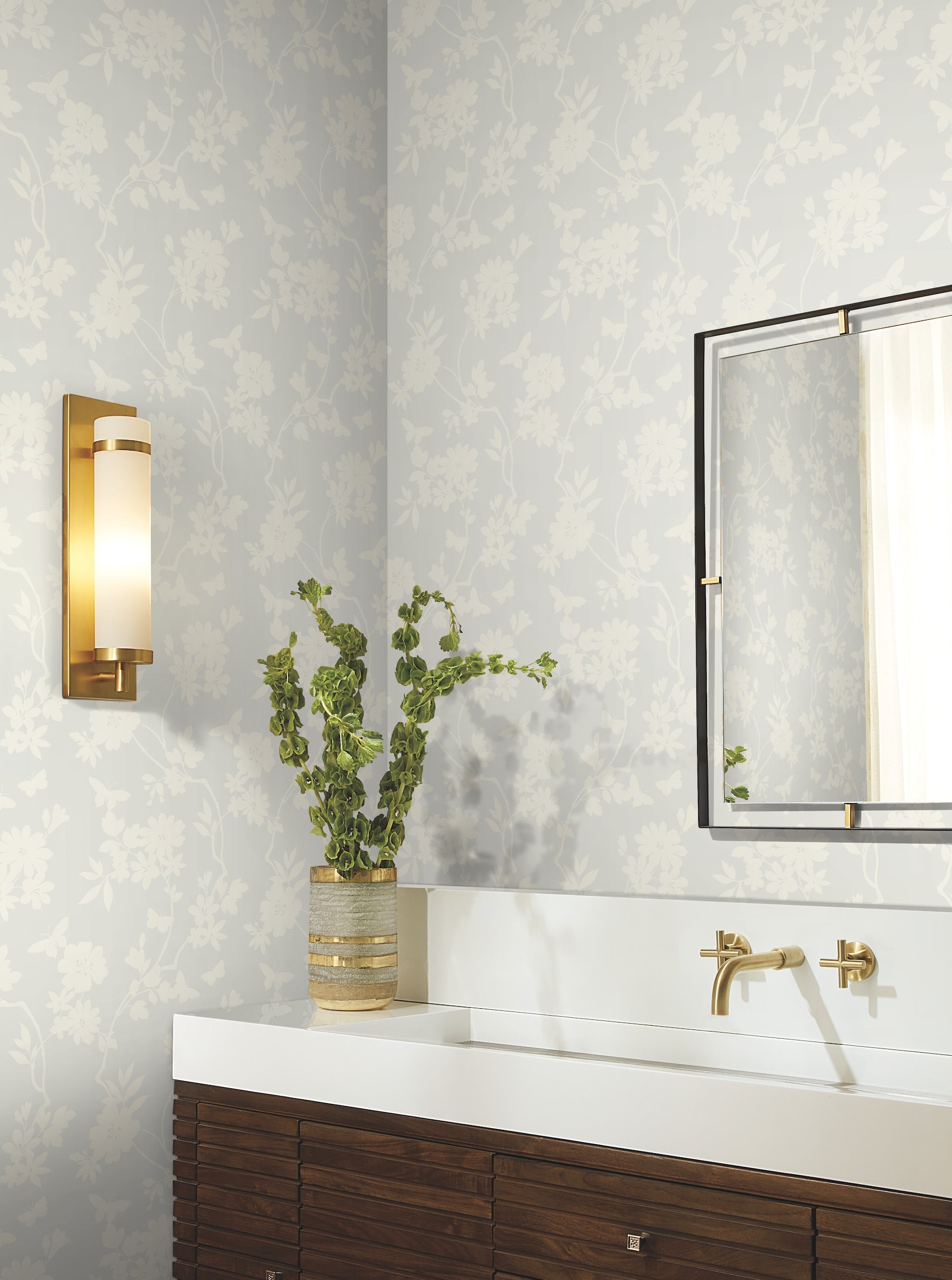DT5024 Flutter Vine White After Eight Wallpaper by York Wallcoverings