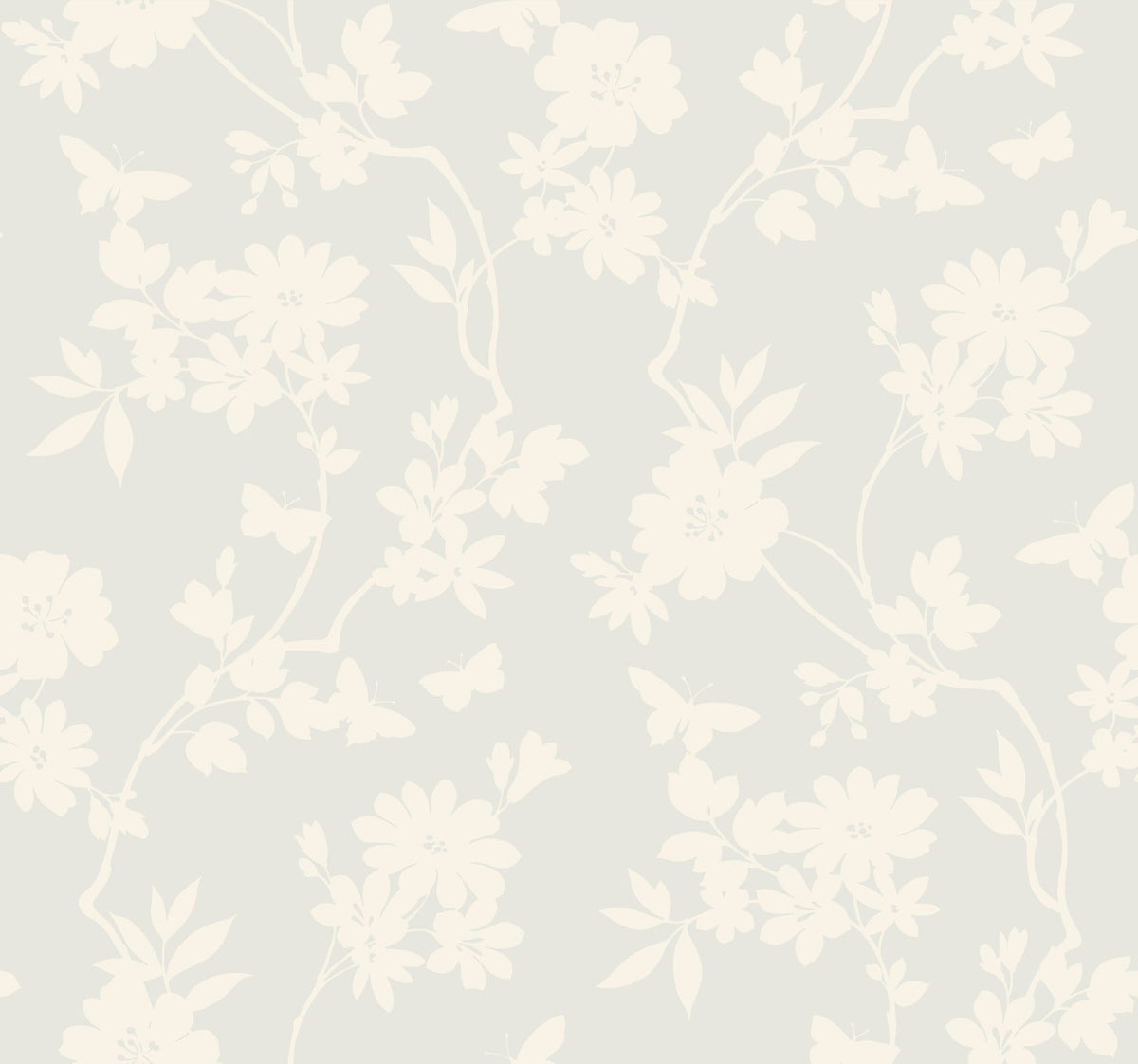 DT5024 Flutter Vine White After Eight Wallpaper by York Wallcoverings