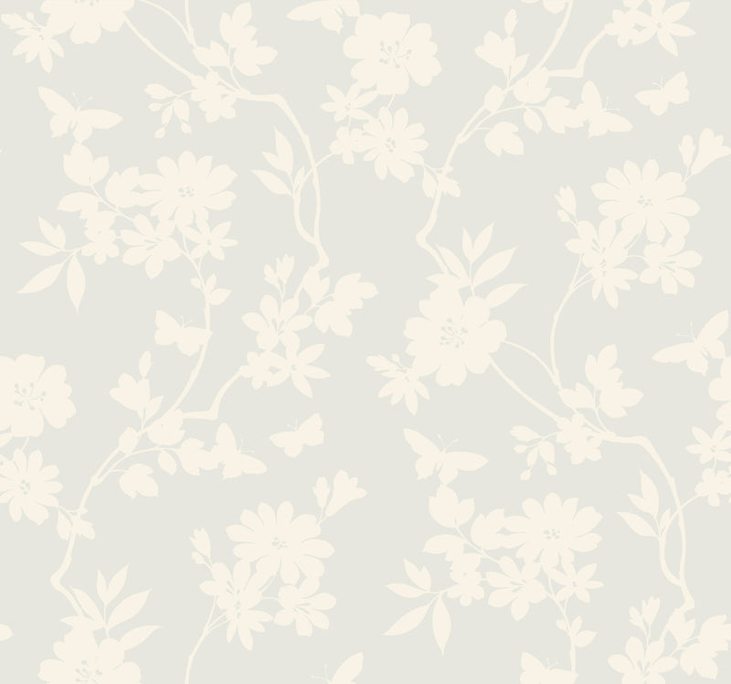 DT5024 Flutter Vine White After Eight Wallpaper by York Wallcoverings