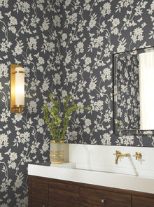 DT5025 Flutter Vine Grey After Eight Wallpaper by York Wallcoverings