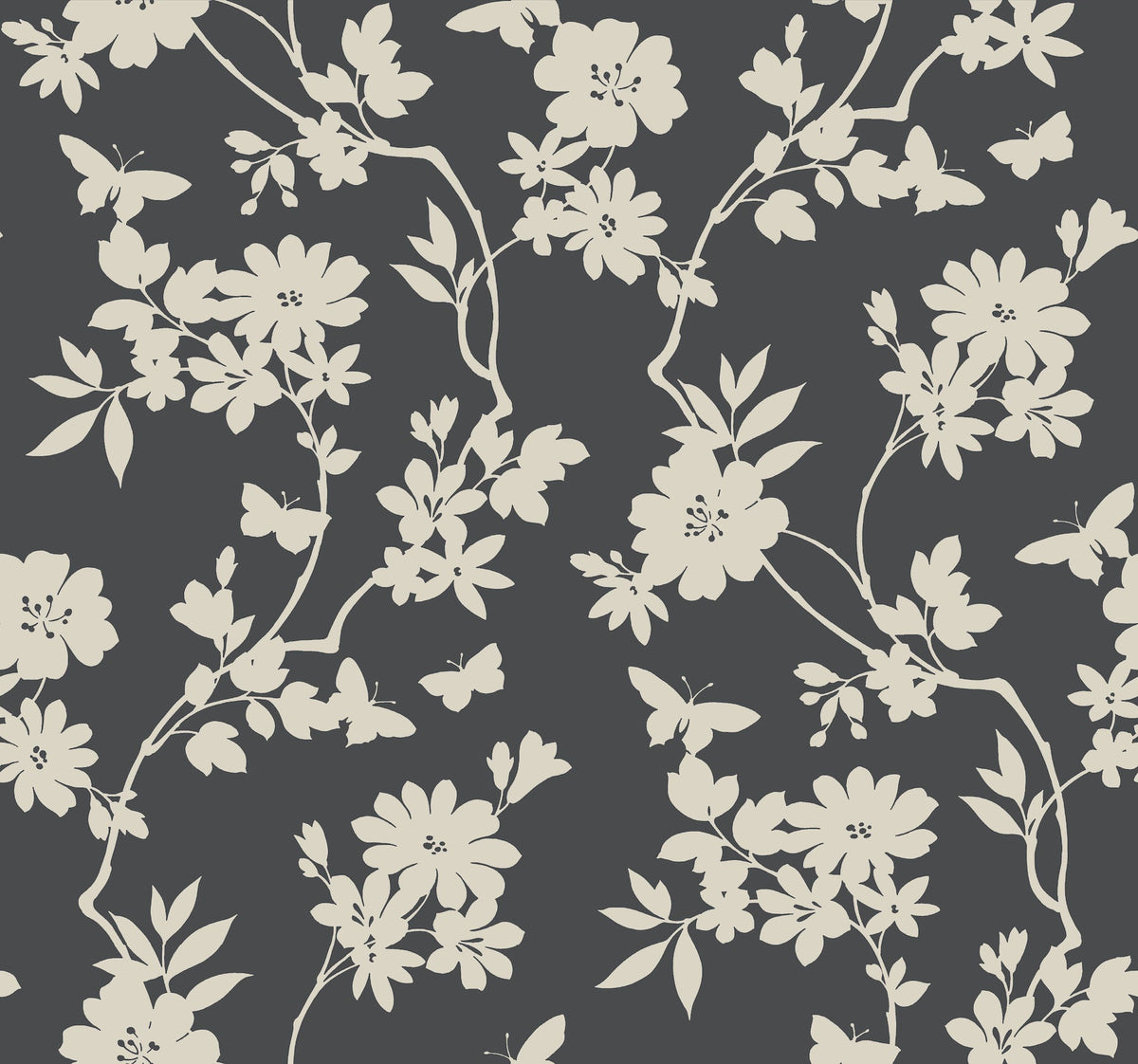 DT5025 Flutter Vine Grey After Eight Wallpaper by York Wallcoverings