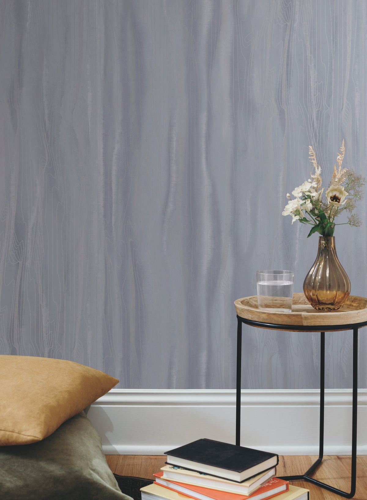 DT5031 Fantasy Faux Bois Blue & Silver After Eight Wallpaper by York Wallcoverings