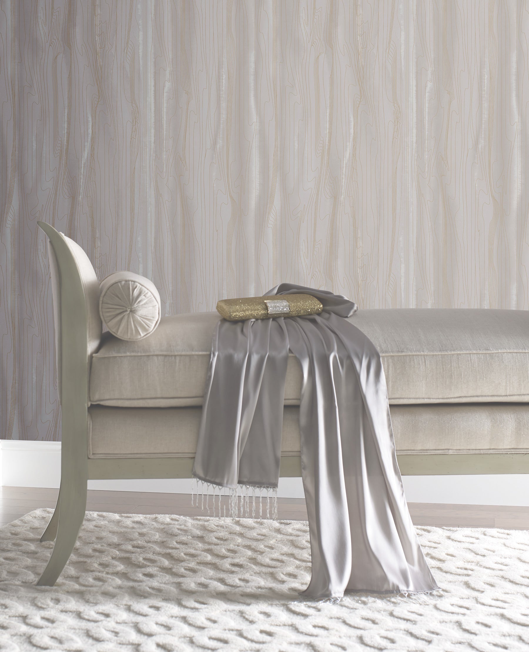 DT5032 Fantasy Faux Bois Taupe & Gold After Eight Wallpaper by York Wallcoverings