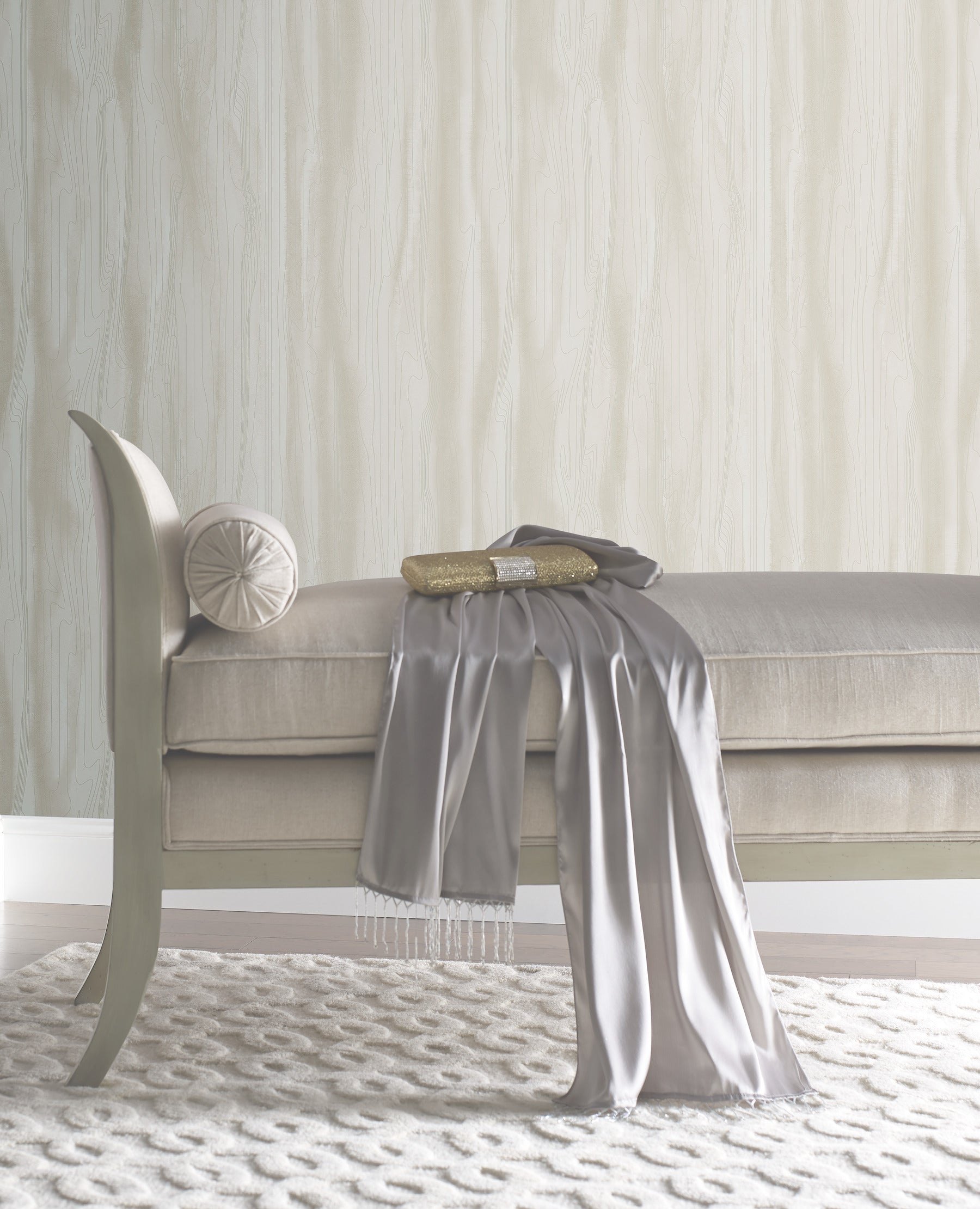 DT5033 Fantasy Faux Bois White & Pearl After Eight Wallpaper by York Wallcoverings
