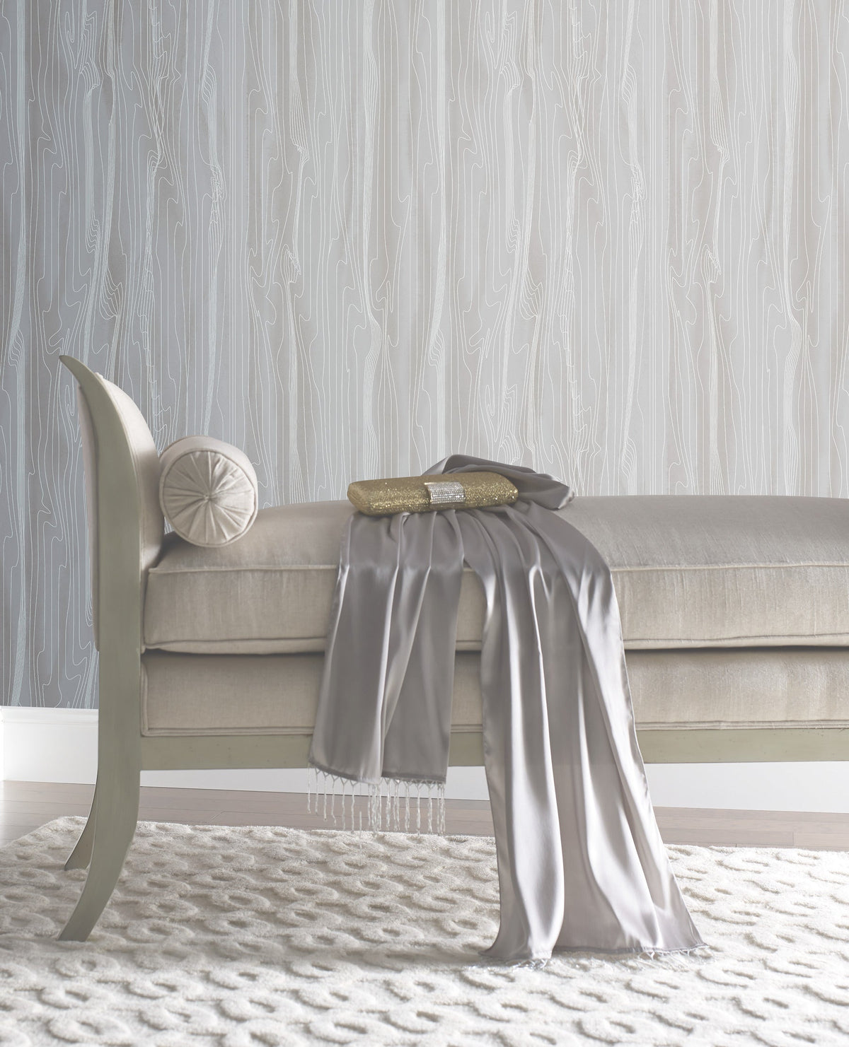 DT5034 Fantasy Faux Bois Grey & White After Eight Wallpaper by York Wallcoverings