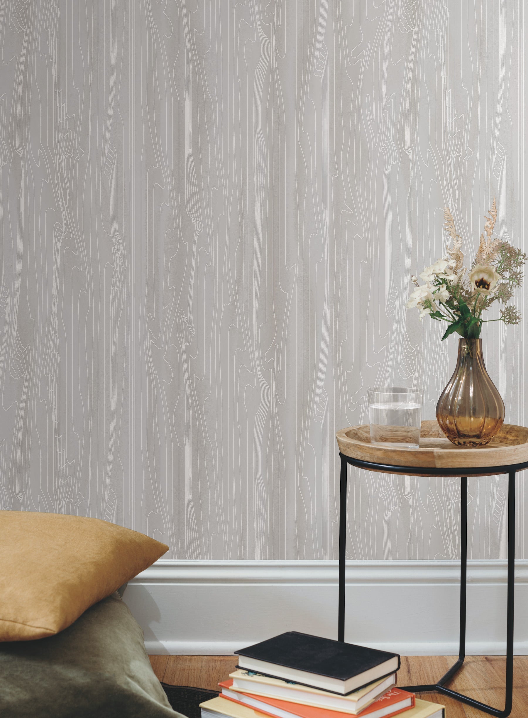 DT5034 Fantasy Faux Bois Grey & White After Eight Wallpaper by York Wallcoverings