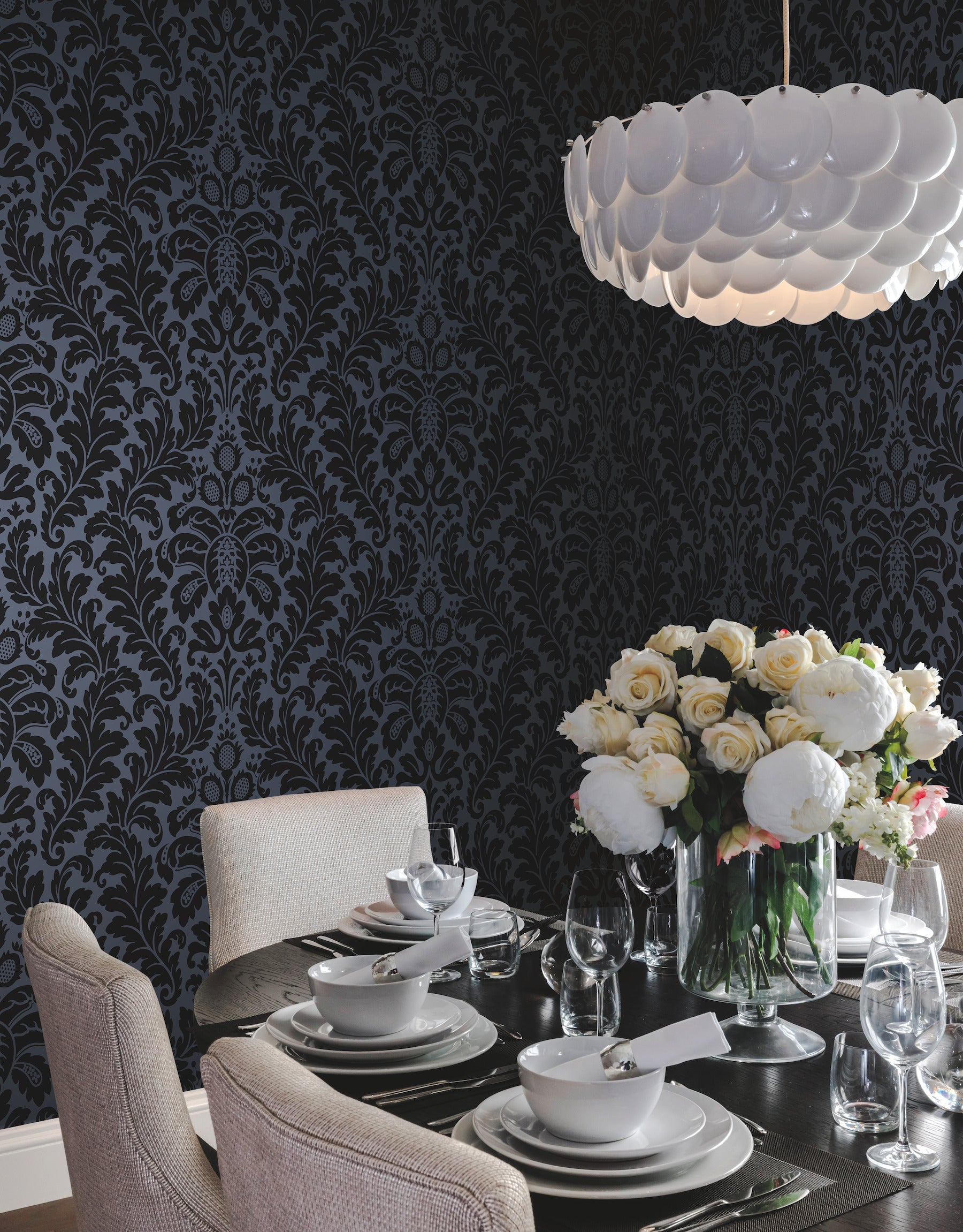 DT5042 Modern Romance Navy After Eight Wallpaper by York Wallcoverings