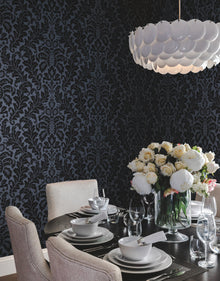 DT5042 Modern Romance Navy After Eight Wallpaper by York Wallcoverings