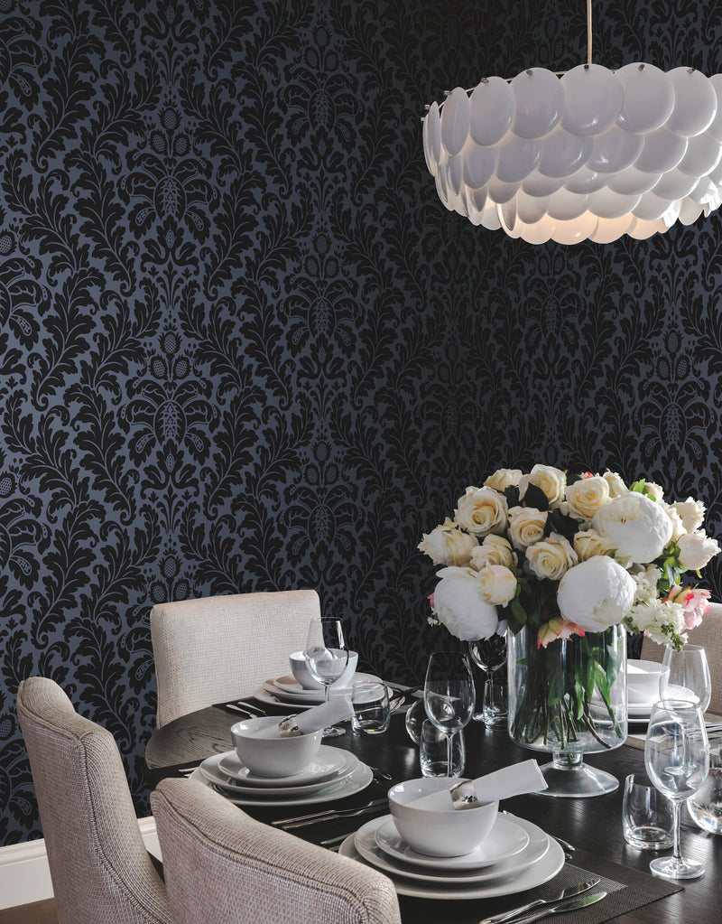 DT5042 Modern Romance Navy After Eight Wallpaper by York Wallcoverings
