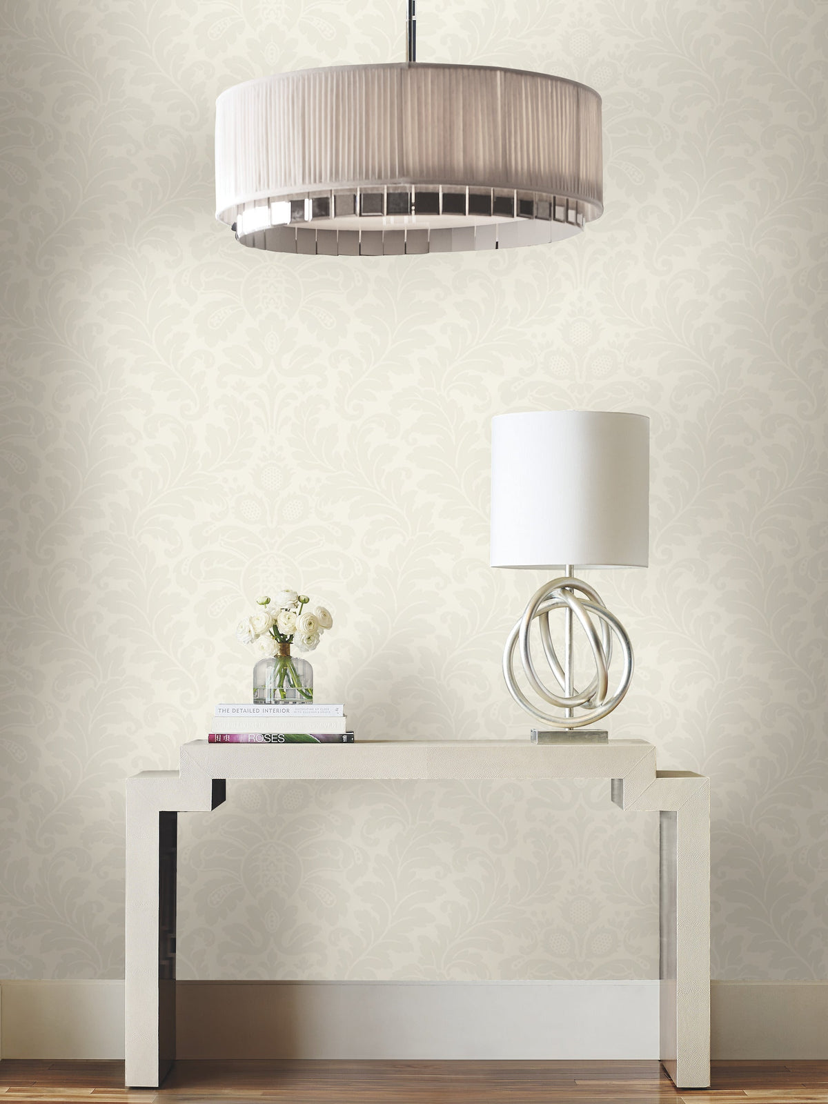 DT5043 Modern Romance White After Eight Wallpaper by York Wallcoverings