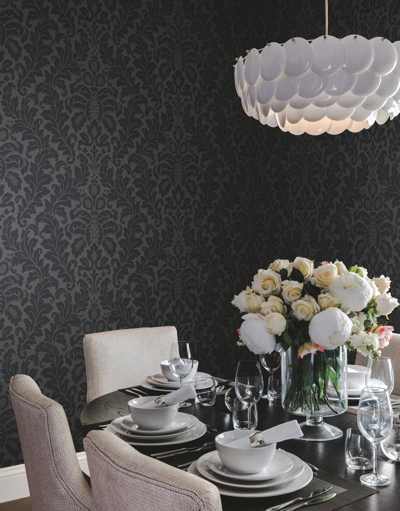 DT5044 Modern Romance Black After Eight Wallpaper by York Wallcoverings