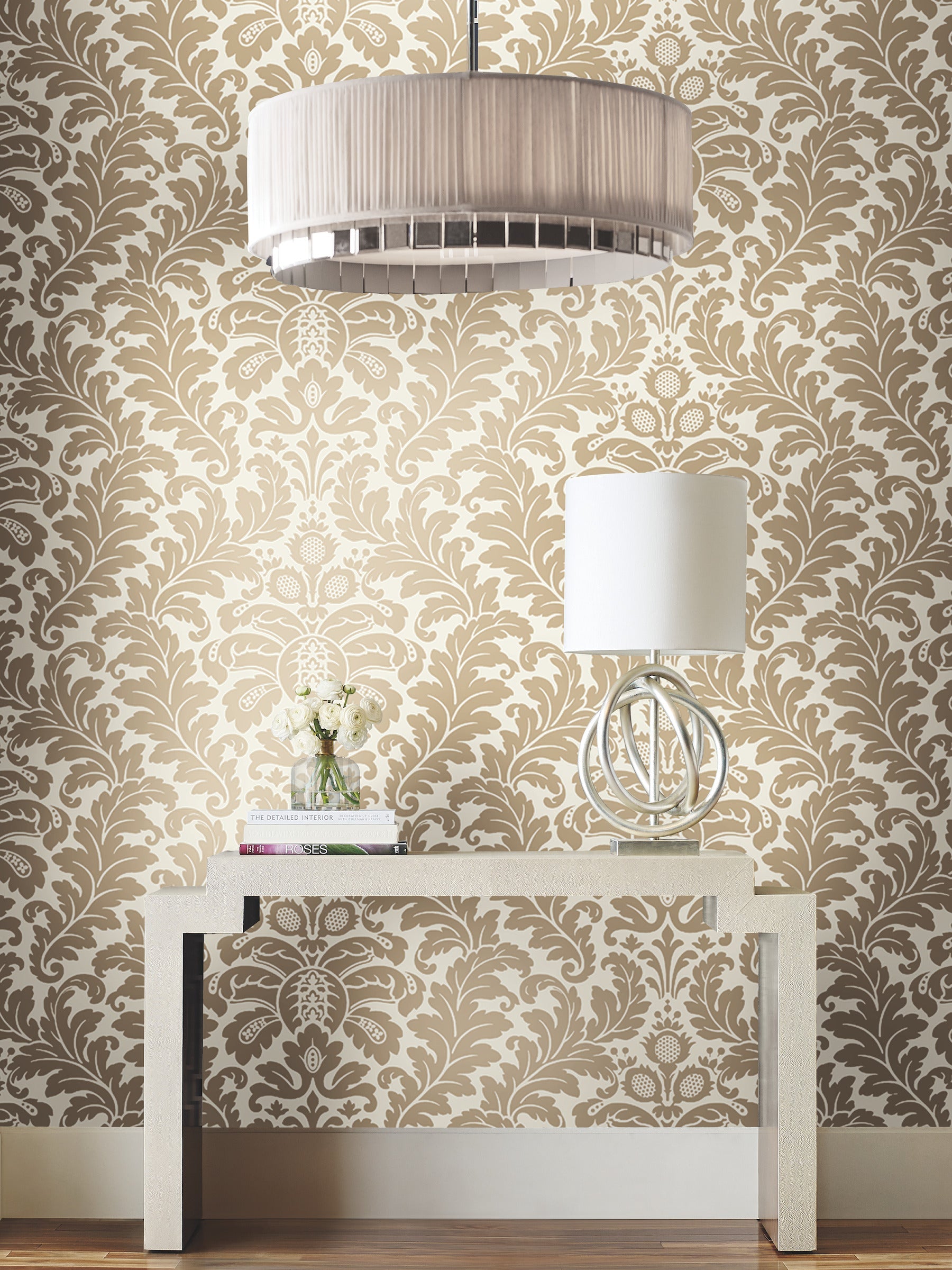 DT5045 Modern Romance Gold Metallic After Eight Wallpaper by York Wallcoverings