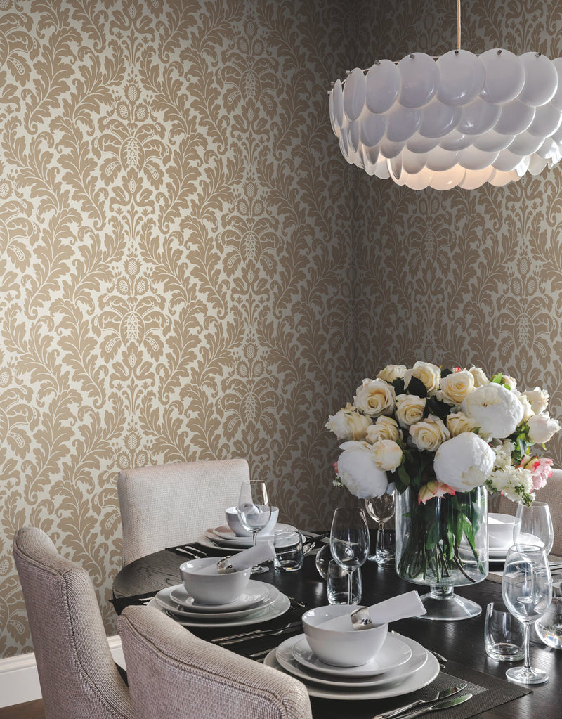 DT5045 Modern Romance Gold Metallic After Eight Wallpaper by York Wallcoverings