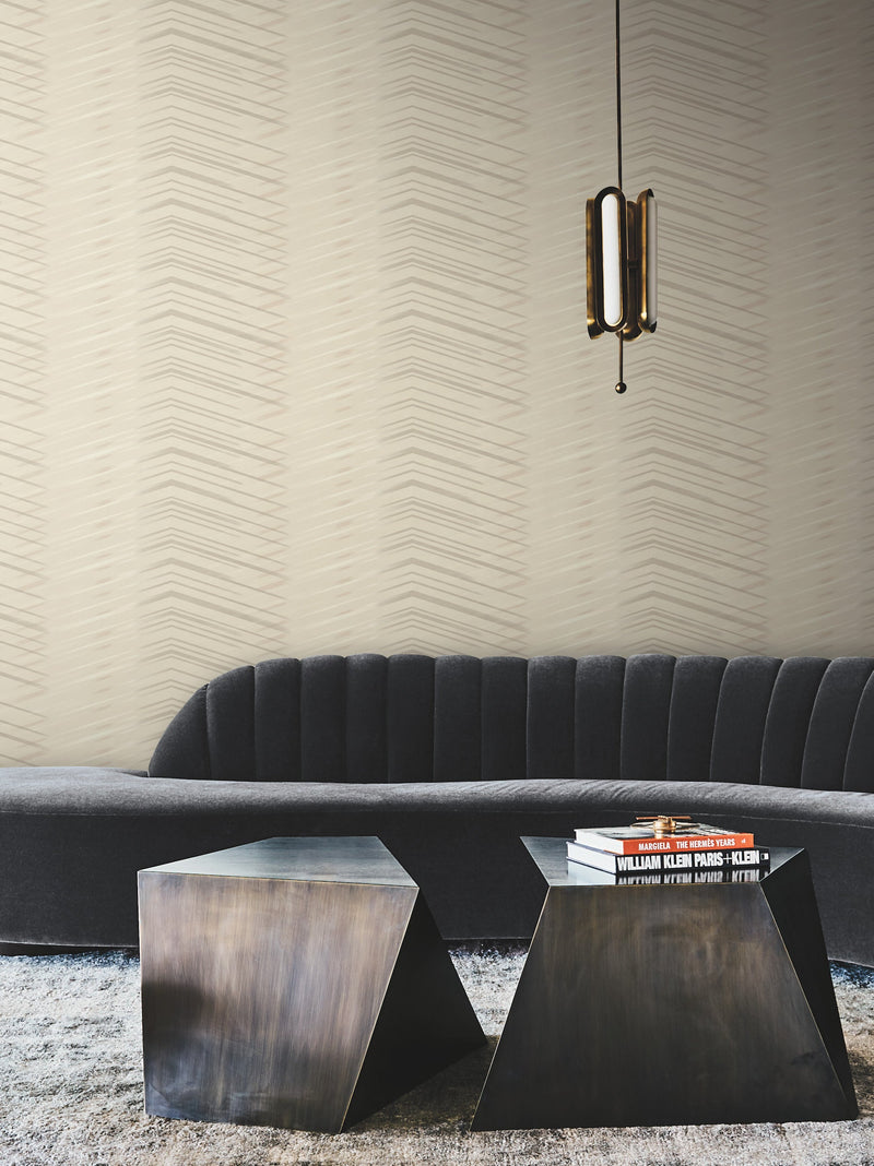 DT5054 Glistening Chevron Blonde After Eight Wallpaper by York Wallcoverings