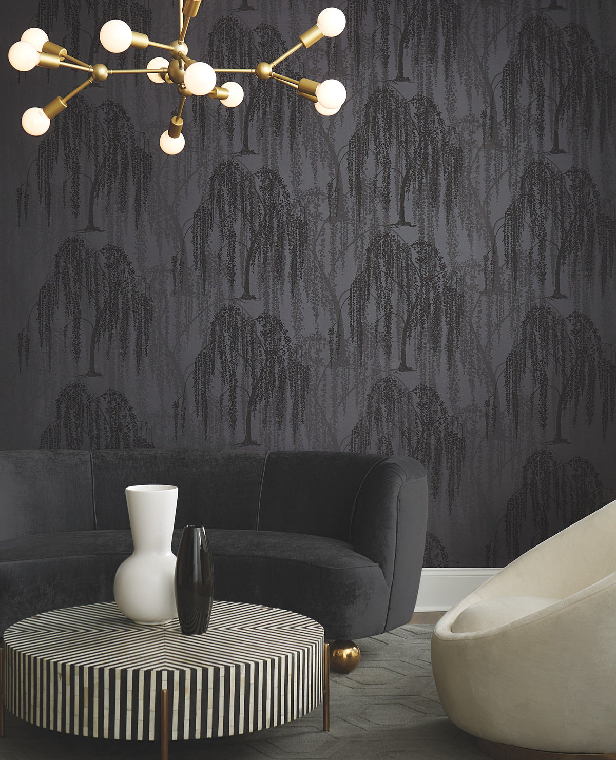 DT5062 Willow Glow Grey After Eight Wallpaper by York Wallcoverings