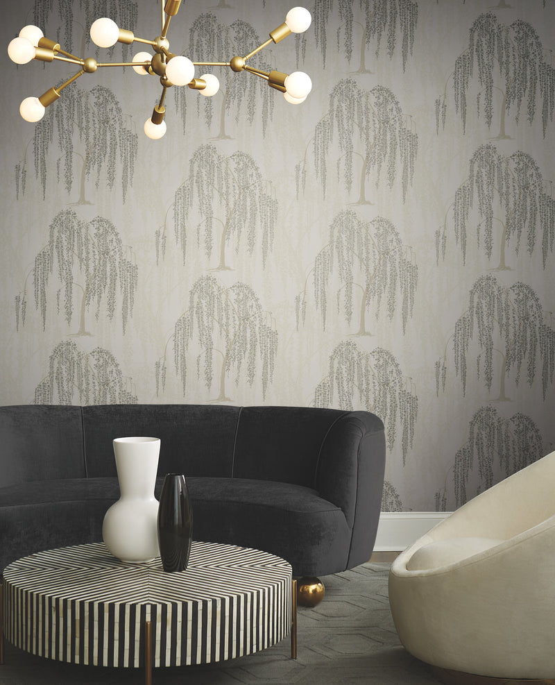 DT5064 Willow Glow Light Taupe After Eight Wallpaper by York Wallcoverings